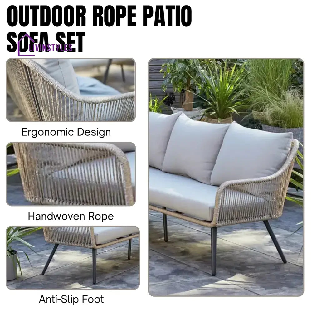 Brielle L-Shape Outdoor Rope Sofa Set - Sofa Set