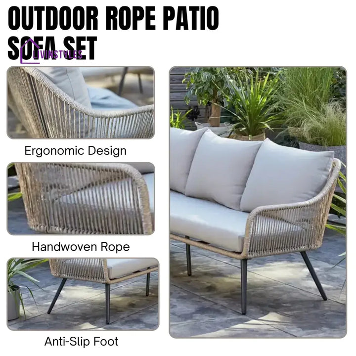 Brielle L-Shape Outdoor Rope Sofa Set - Sofa Set