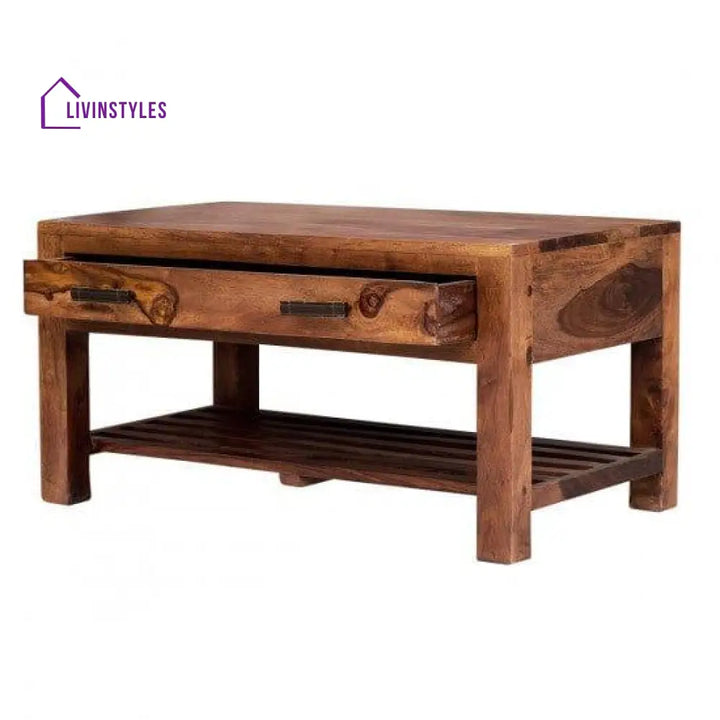 Briggs Coffee Table With Storage Drawer In Honey Finish