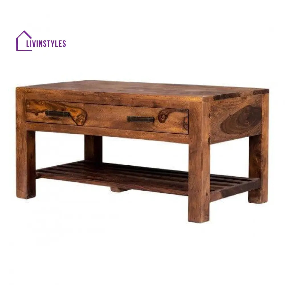 Briggs Coffee Table With Storage Drawer In Honey Finish