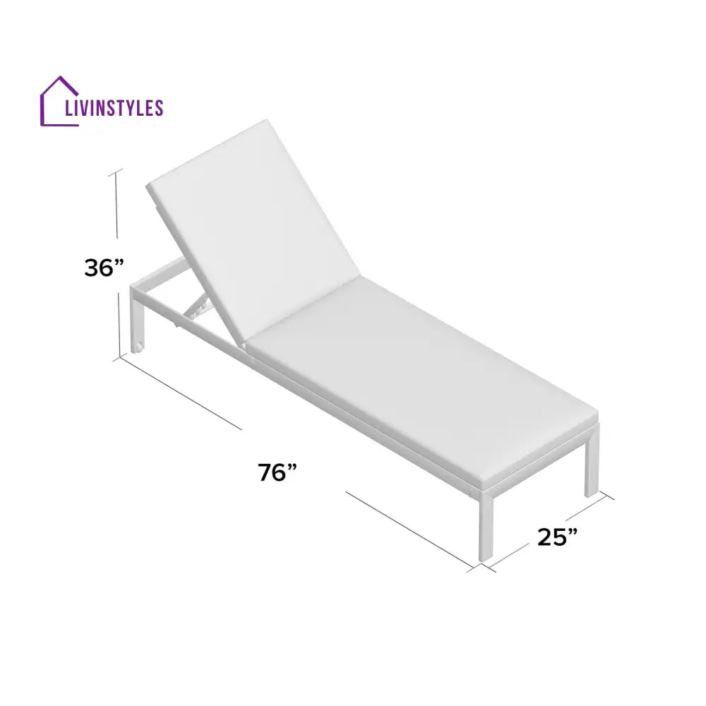 Bright Outdoor Swimming Poolside Lounger With 1 Side Table (White) - Loungers