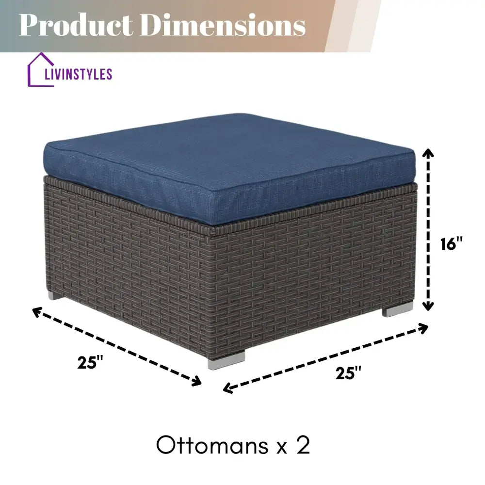 Brigitte Outdoor Rattan Wicker 2-Piece Ottoman Set - Footrest