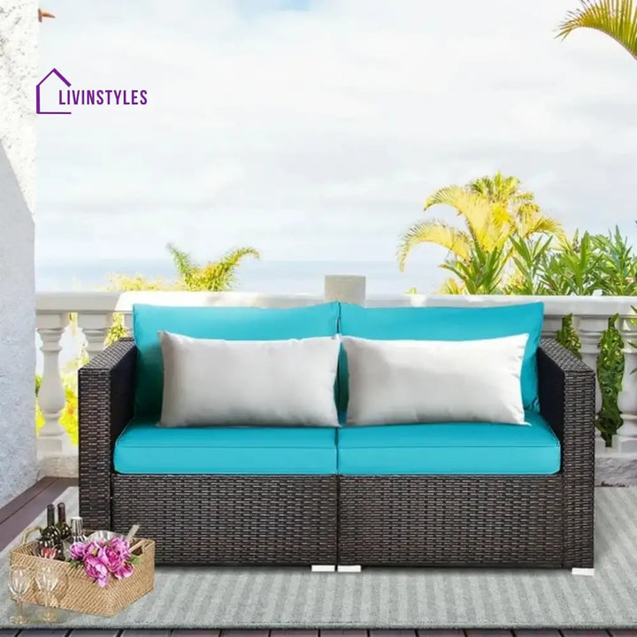 Brinda Outdoor All-Weather Rattan Wicker Double Seater Sofa - Sofa Set