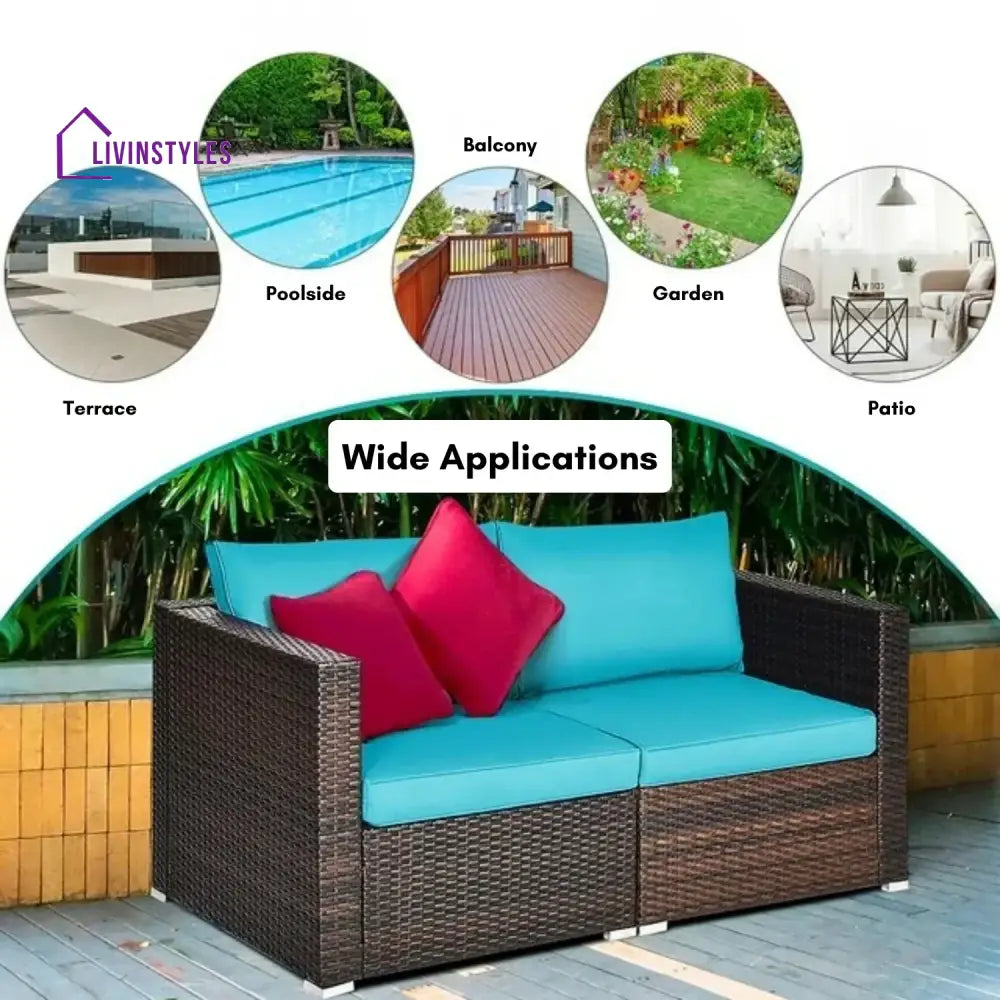 Brinda Outdoor All-Weather Rattan Wicker Double Seater Sofa - Sofa Set
