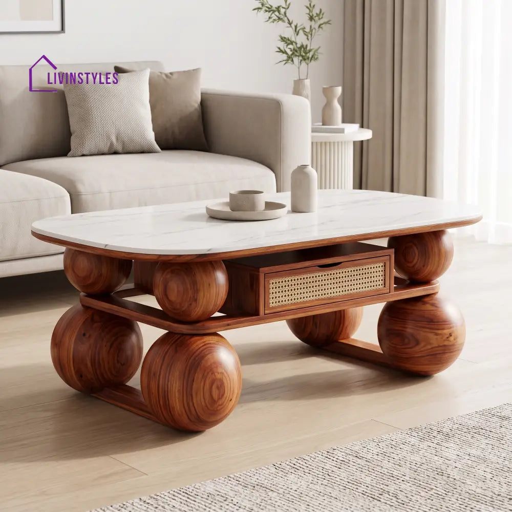Brindha Premium Solid Wood Coffee Table for Living Room Online