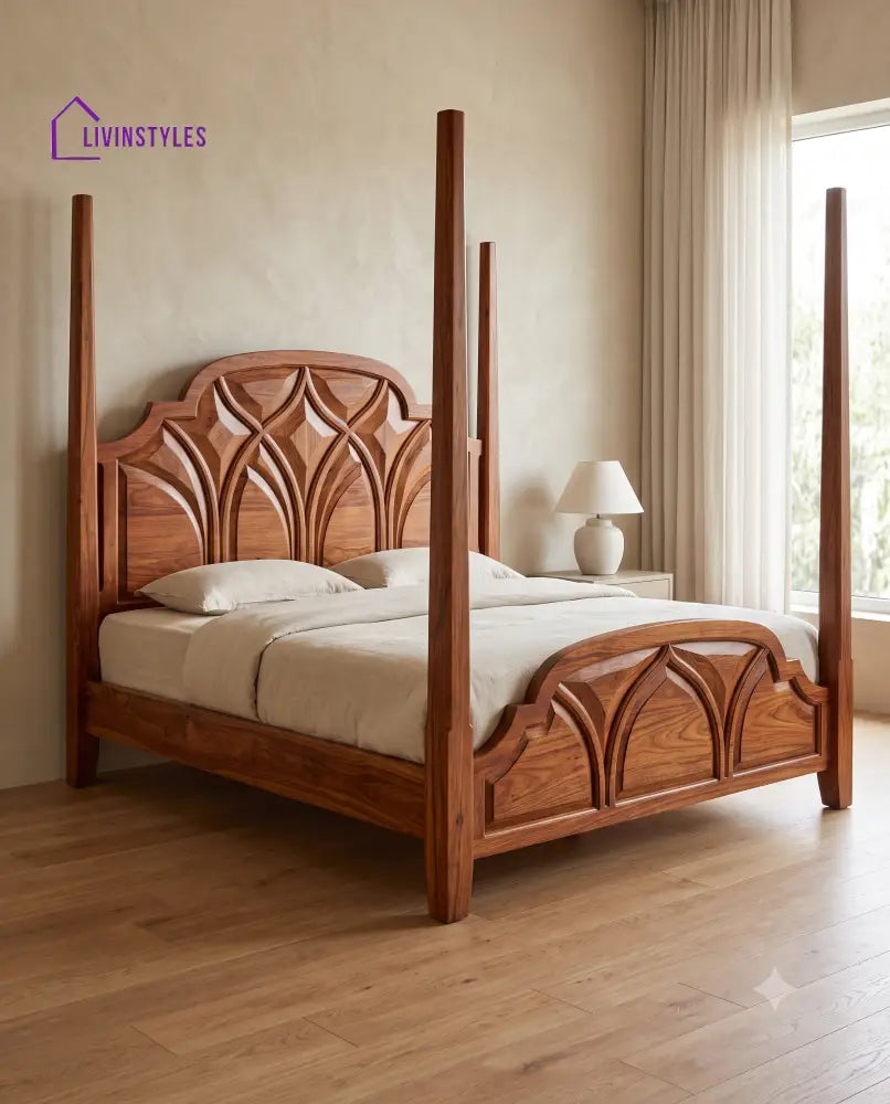 Brindha Wooden Bed | Solid Wood Double Bed | Wooden King size bed & Wooden Queen size bed