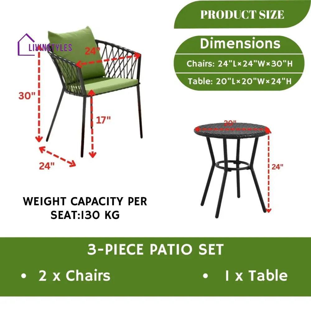 Brinley Outdoor Rope 3- Piece Patio Set - Patio Set