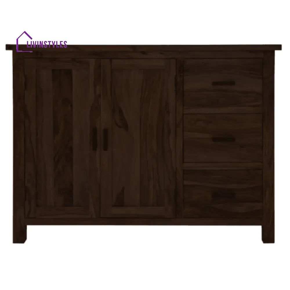 Brisbane Sheesham Wood Storage Cabinet With Three Drawer (Walnut Finish)