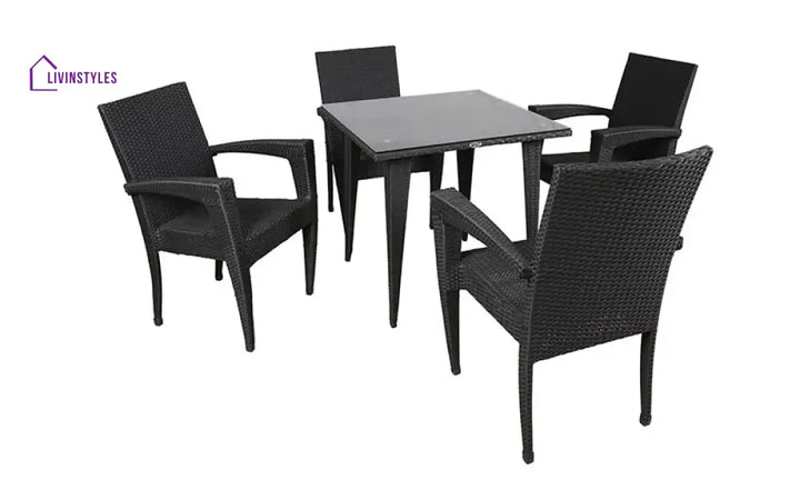 Brishti Outdoor Patio Seating Set 4 Chairs and 1 Table Set (Black) - Coffee Table Sets