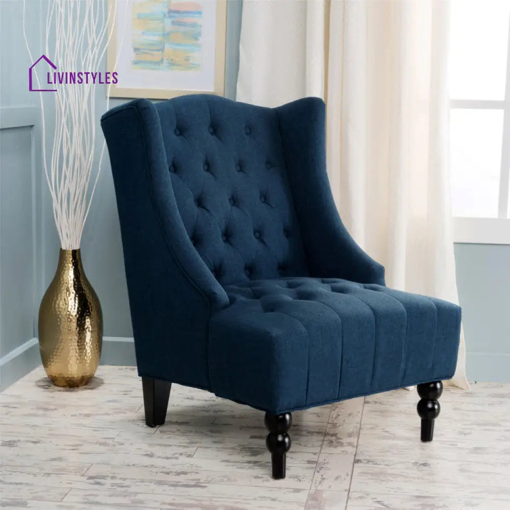 Brishti Solid Wood and Fabric Arm Chair | Living Room Chair | Lounge Chair