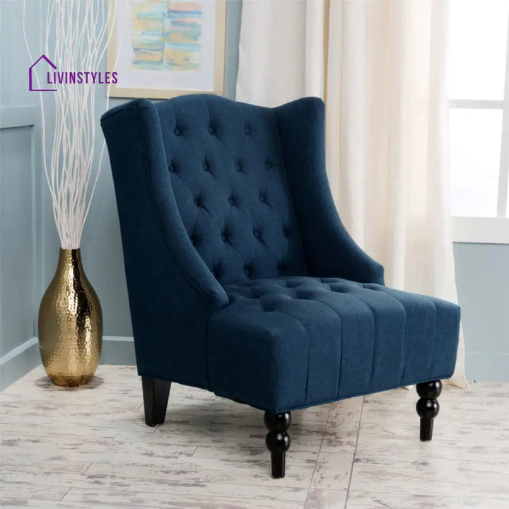 Brishti Solid Wood and Fabric Arm Chair | Living Room Chair | Lounge Chair