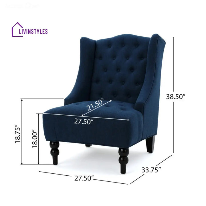 Brishti Solid Wood and Fabric Arm Chair | Living Room Chair | Lounge Chair
