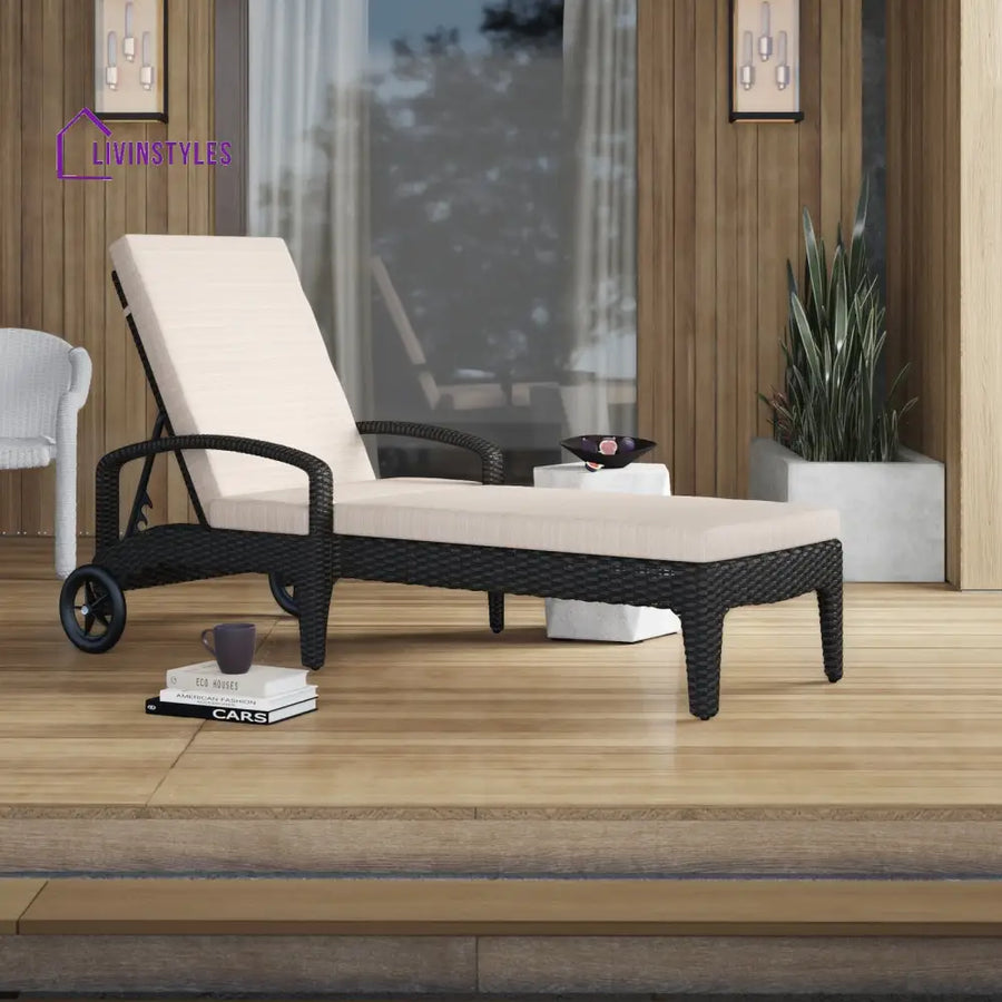 Brisk Outdoor Swimming Poolside Lounger (Black) - Loungers