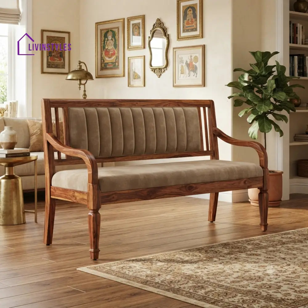 Brixton Wooden Bench for Living Room | Bedroom | Extra Seating