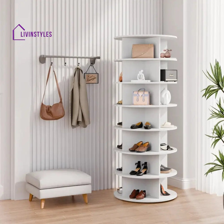 Bronislava Engineered Wood Rotating Shoe Rack for Home