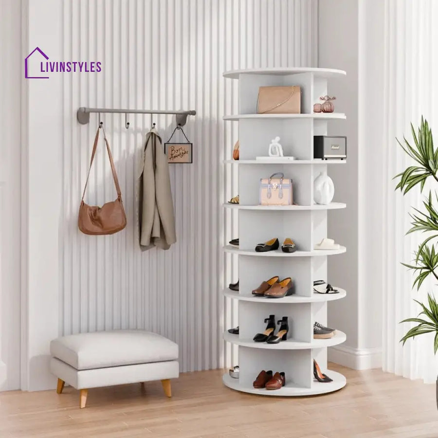 Bronislava Engineered Wood Rotating Shoe Rack for Home