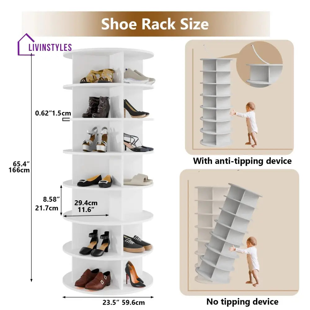 Bronislava Engineered Wood Rotating Shoe Rack for Home