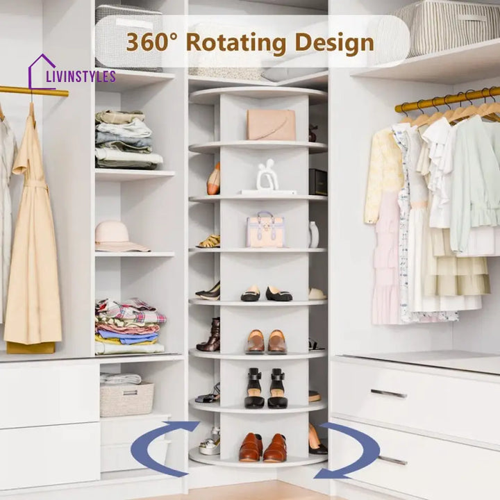 Bronislava Engineered Wood Rotating Shoe Rack for Home