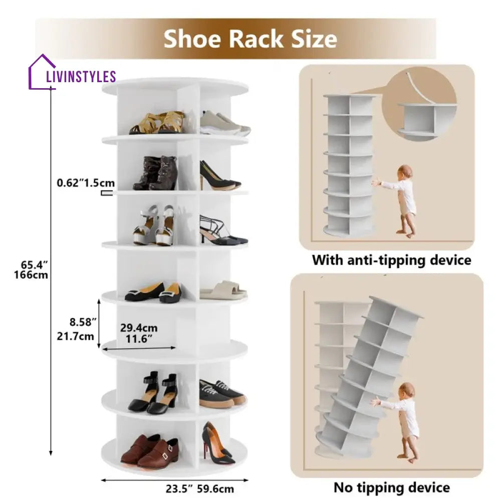 Bronislava Engineered Wood Rotating Shoe Rack for Home