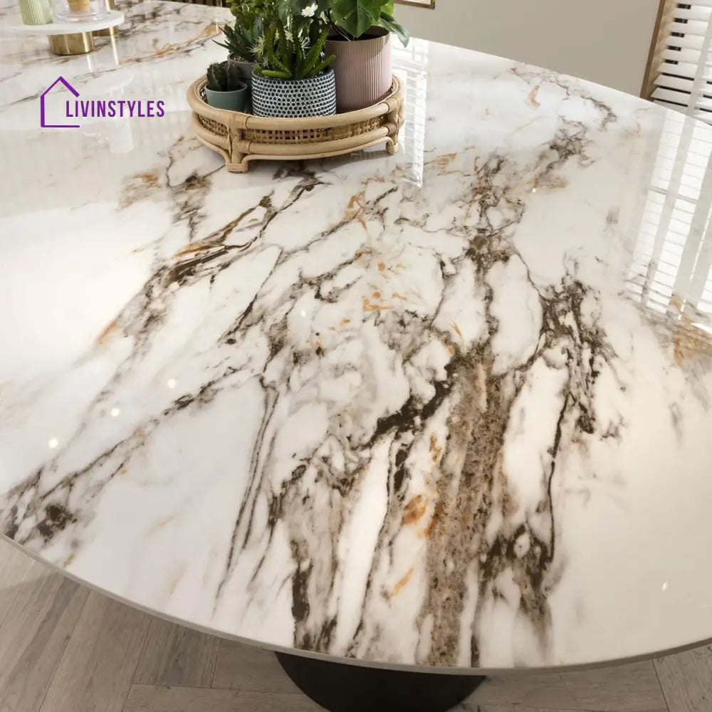 Bronislava Extra Large Oval Kitchen Dining Table - 12-Seater 290cm Ceramic Marble Dining Room / Dining Tables