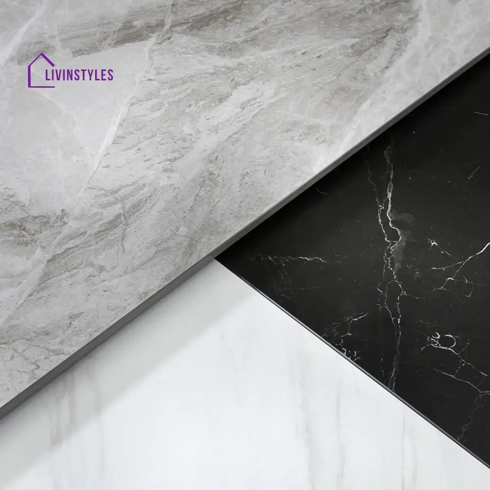 Bronislava Modern 2 Person Dining Set - Grey Ceramic Table - Swivel Dining Chairs Dining Room / Dining Sets