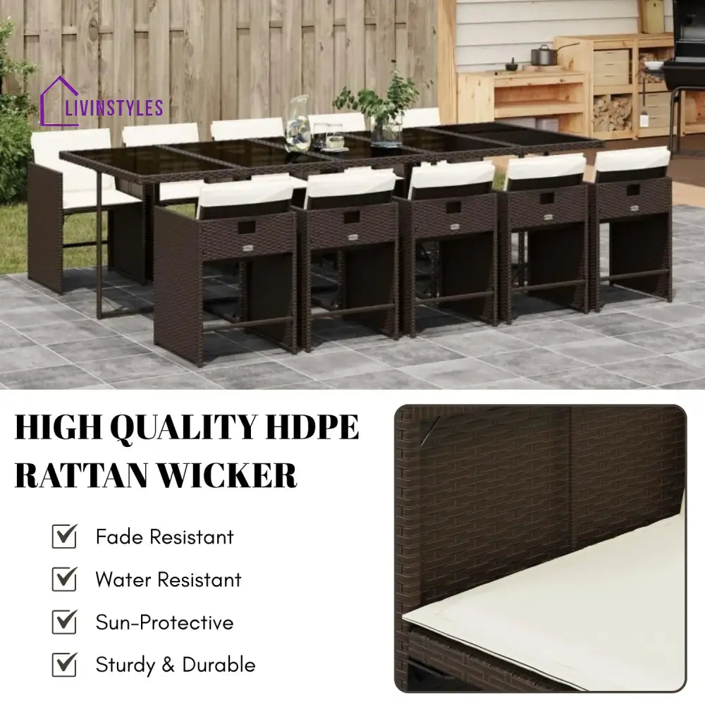 Brooklyn 11-Piece Outdoor Rattan Wicker Dinning Set - Dining Set