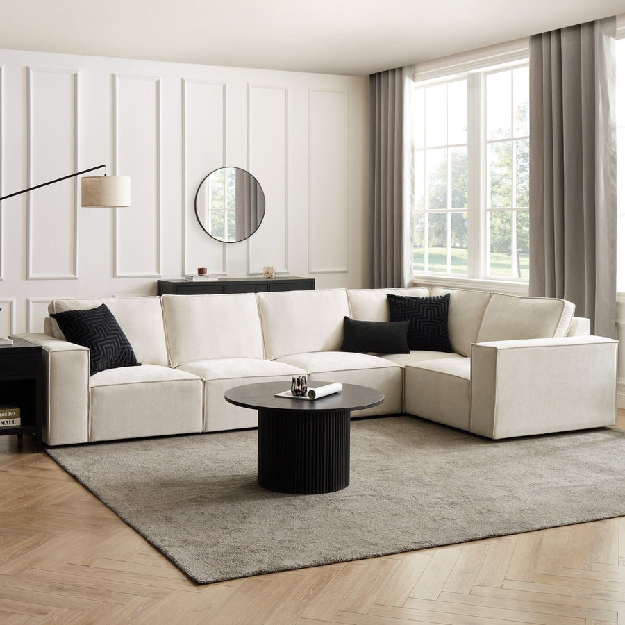 Modesto Large Right Hand L-Shape Sofa - Ivory Sofas