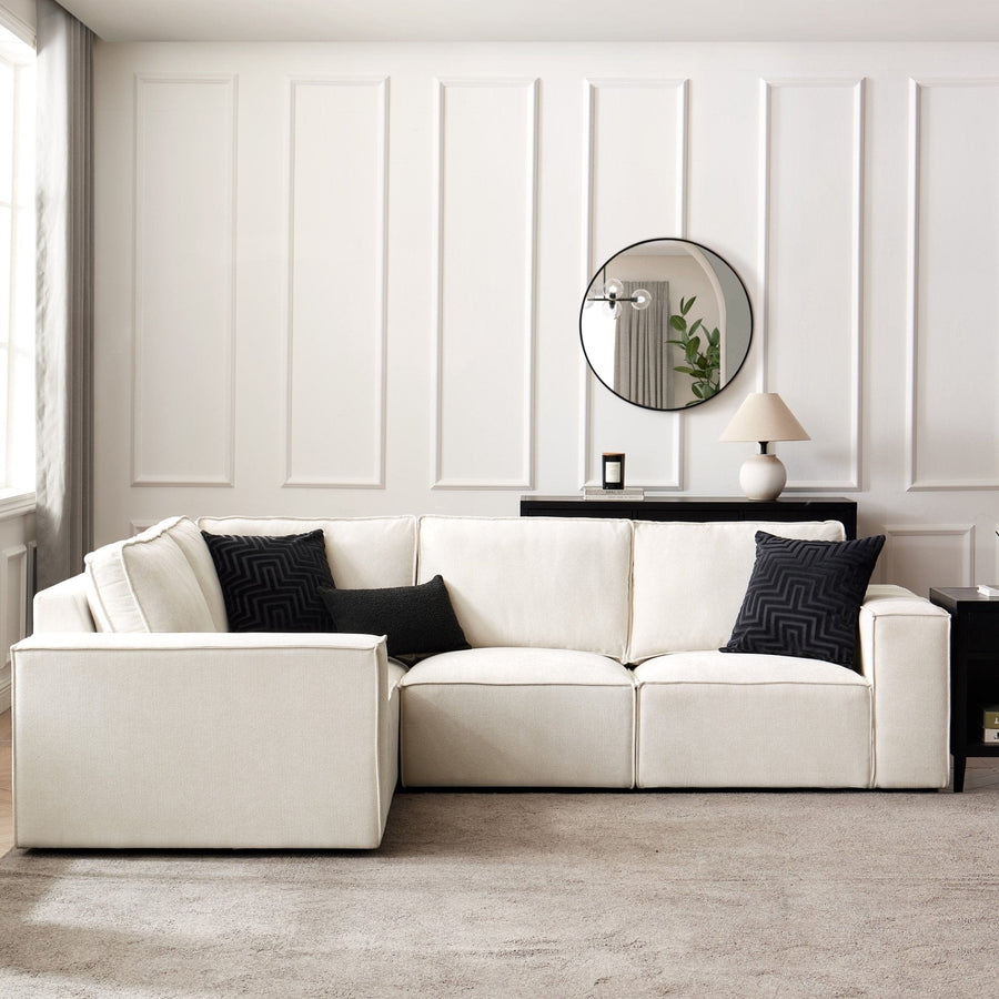 Modesto Small Left Hand L-Shape Sofa - Ivory Sofas