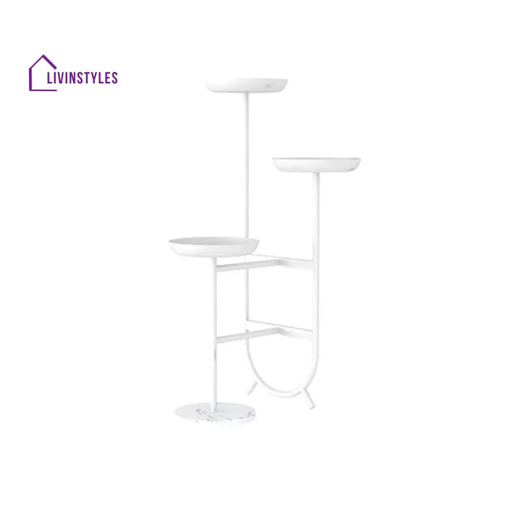Brooklyn Unique Shaped Metal Plant Stand In White Stands