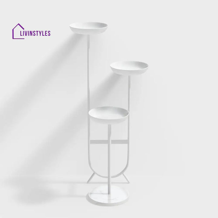 Brooklyn Unique Shaped Metal Plant Stand In White Stands