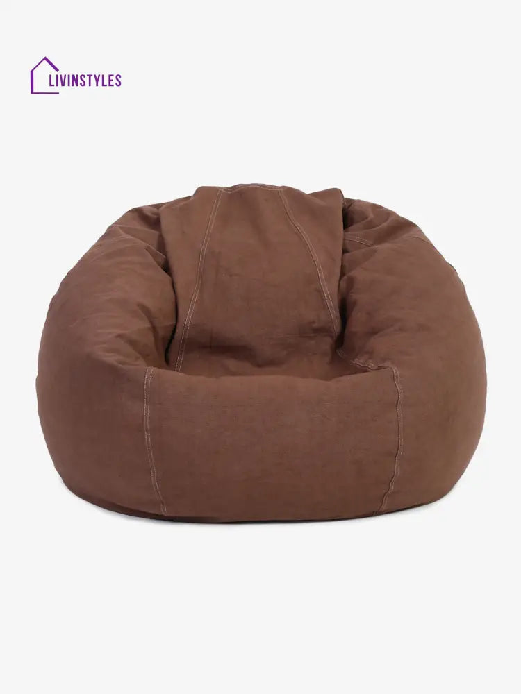 Brown Cotton Xxl Bean Bag Cover-Without Beans
