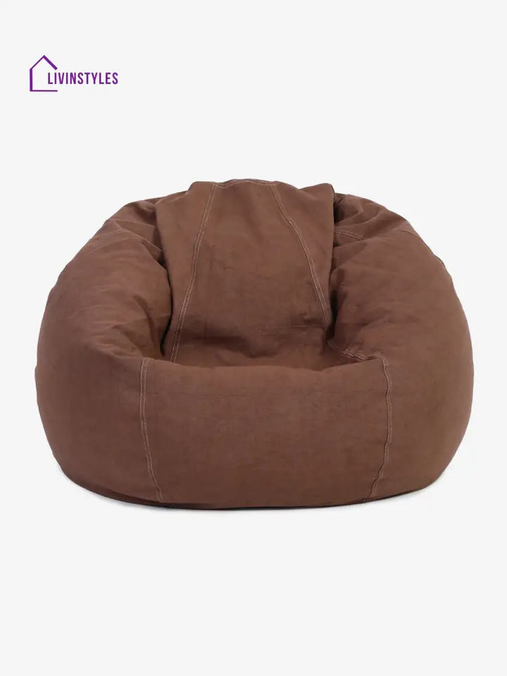 Brown Cotton Xxl Bean Bag Cover-Without Beans