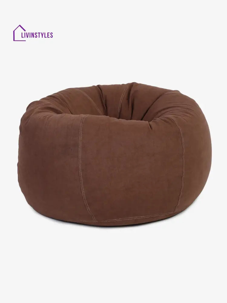 Brown Cotton Xxl Bean Bag Cover-Without Beans