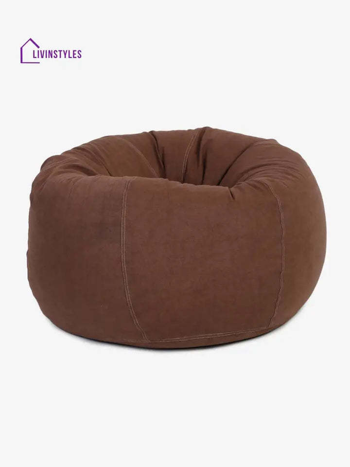 Brown Cotton Xxl Bean Bag Cover-Without Beans