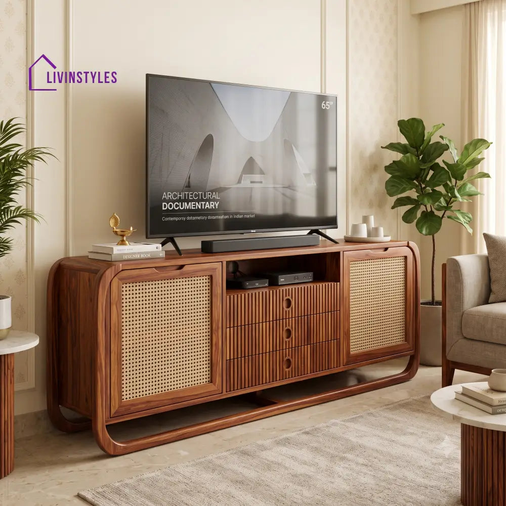 Brune Solid Sheesham Wood Tv Unit for Living Room | Tv Cabinet | Tv Console Unit