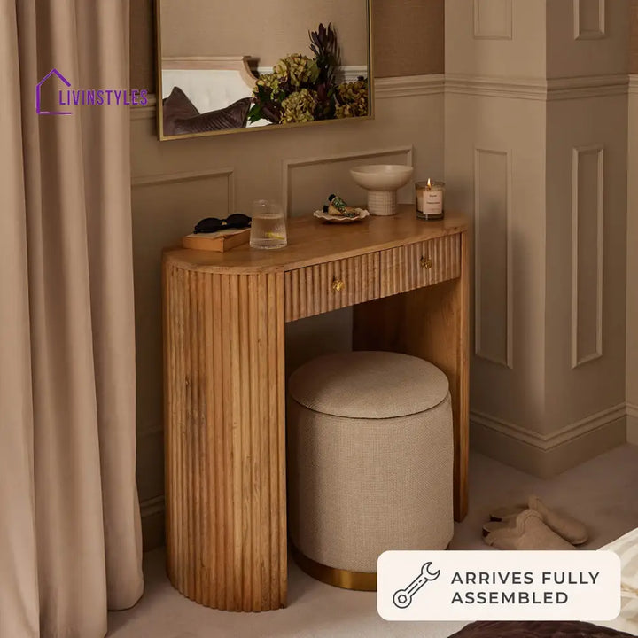 Bruno Mango Wood Dressing Table Console - Natural - Dressing Table