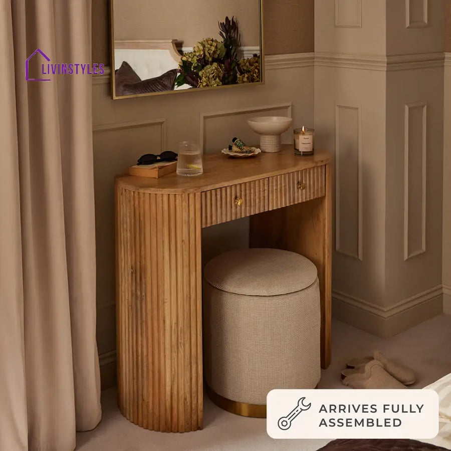 Bruno Mango Wood Dressing Table Console - Natural - Dressing Table
