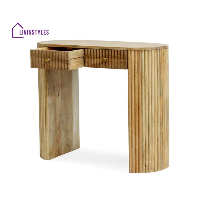 Bruno Mango Wood Dressing Table Console - Natural - Dressing Table