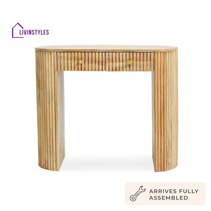 Bruno Mango Wood Dressing Table Console - Natural - Dressing Table