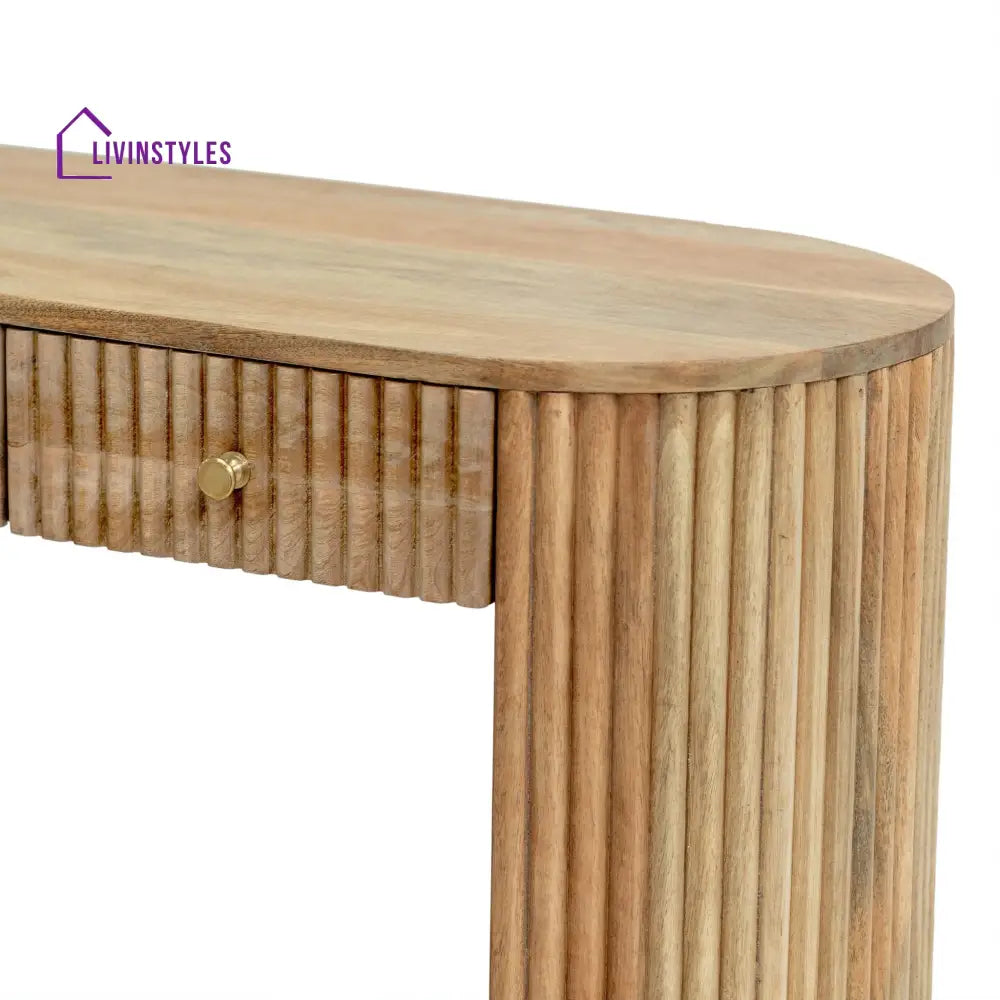Bruno Mango Wood Dressing Table Console - Natural - Dressing Table