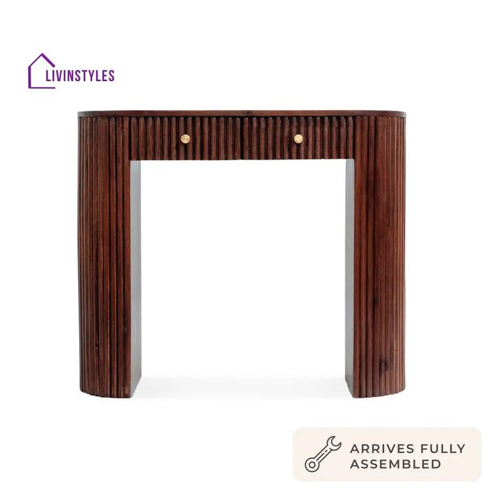 Bruno Mango Wood Dressing Table Console - Walnut - Dressing Table