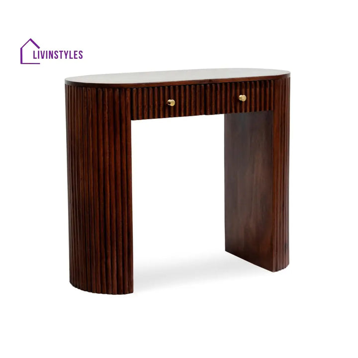 Bruno Mango Wood Dressing Table Console - Walnut - Dressing Table