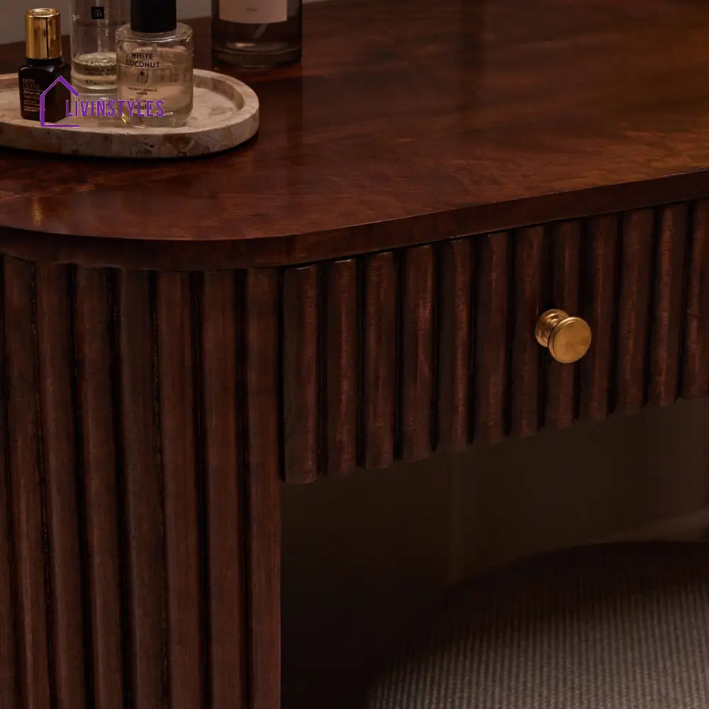 Bruno Mango Wood Dressing Table Console - Walnut - Dressing Table