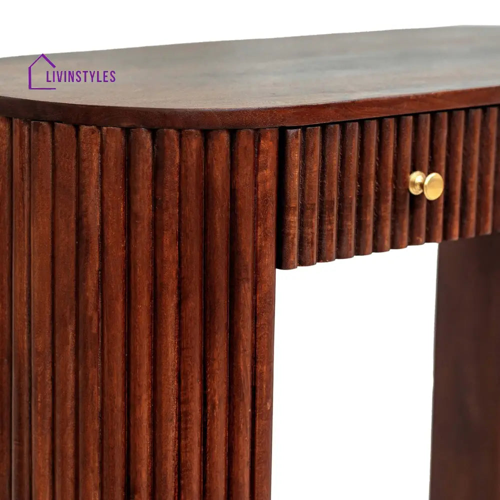Bruno Mango Wood Dressing Table Console - Walnut - Dressing Table
