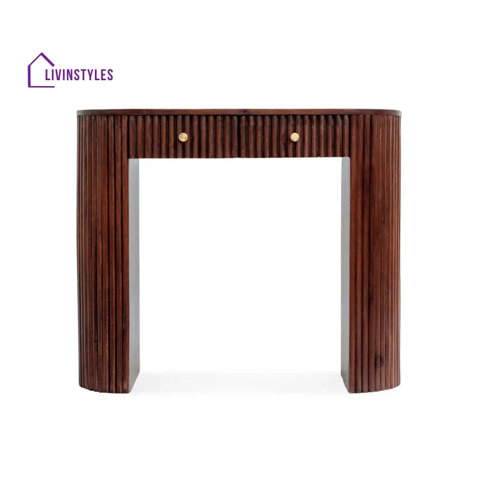 Bruno Mango Wood Dressing Table Console - Walnut - Dressing Table