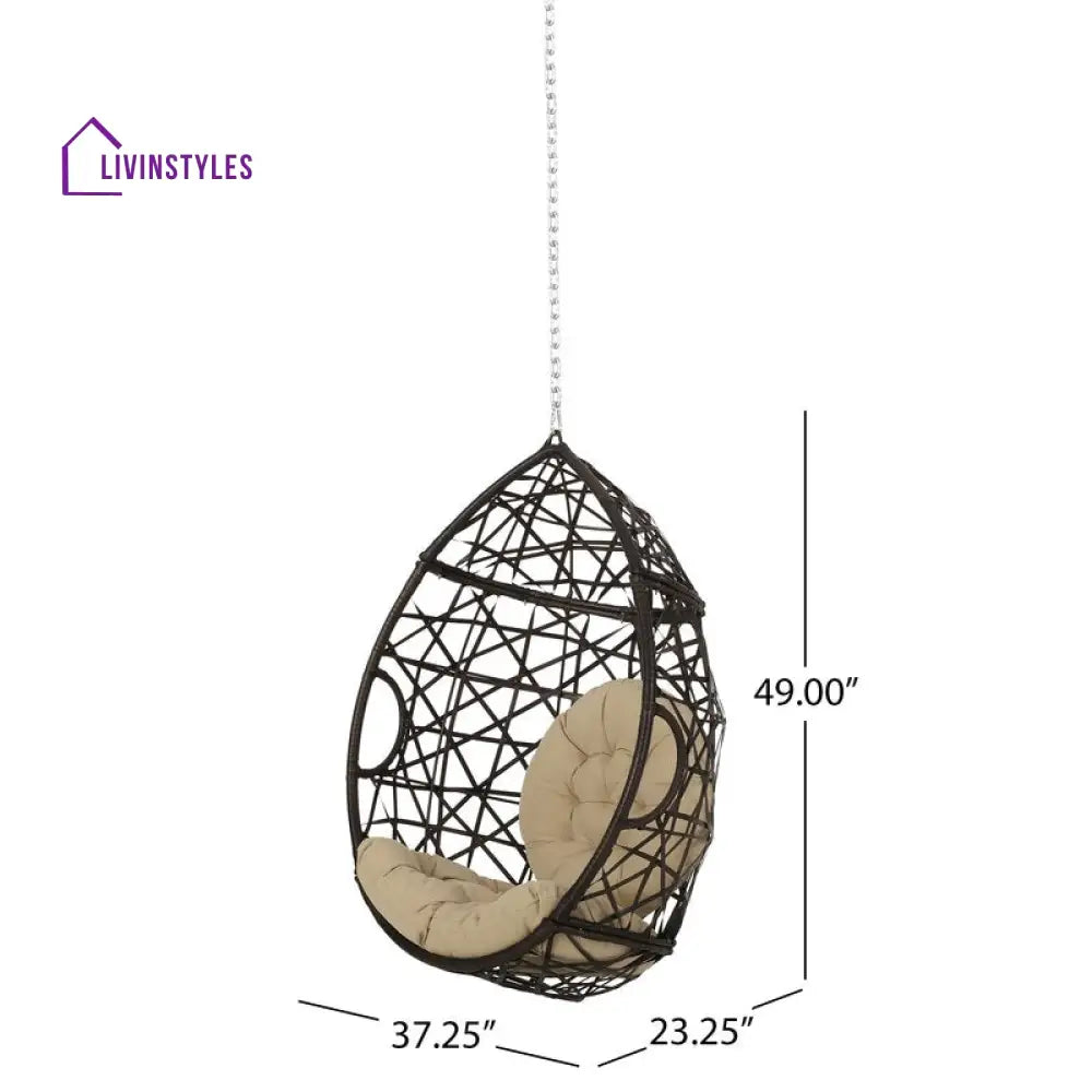 Bruno Single Seater Hanging Swing Without Stand For Balcony Garden Swing (Dark Brown) - Swings