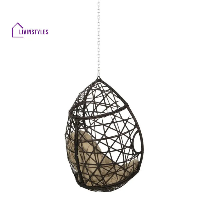Bruno Single Seater Hanging Swing Without Stand For Balcony Garden Swing (Dark Brown) - Swings