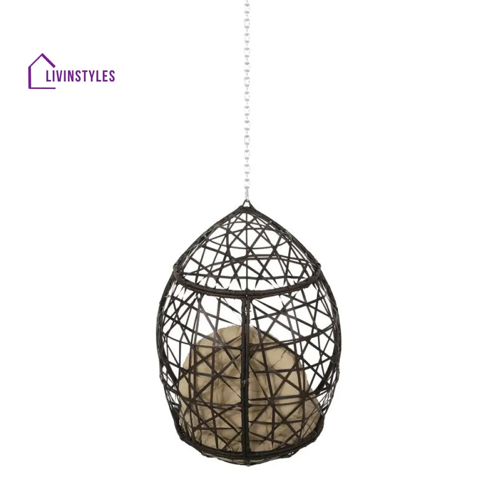 Bruno Single Seater Hanging Swing Without Stand For Balcony Garden Swing (Dark Brown) - Swings