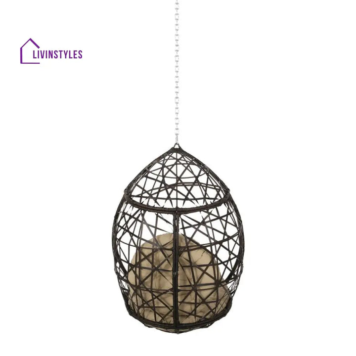 Bruno Single Seater Hanging Swing Without Stand For Balcony Garden Swing (Dark Brown) - Swings
