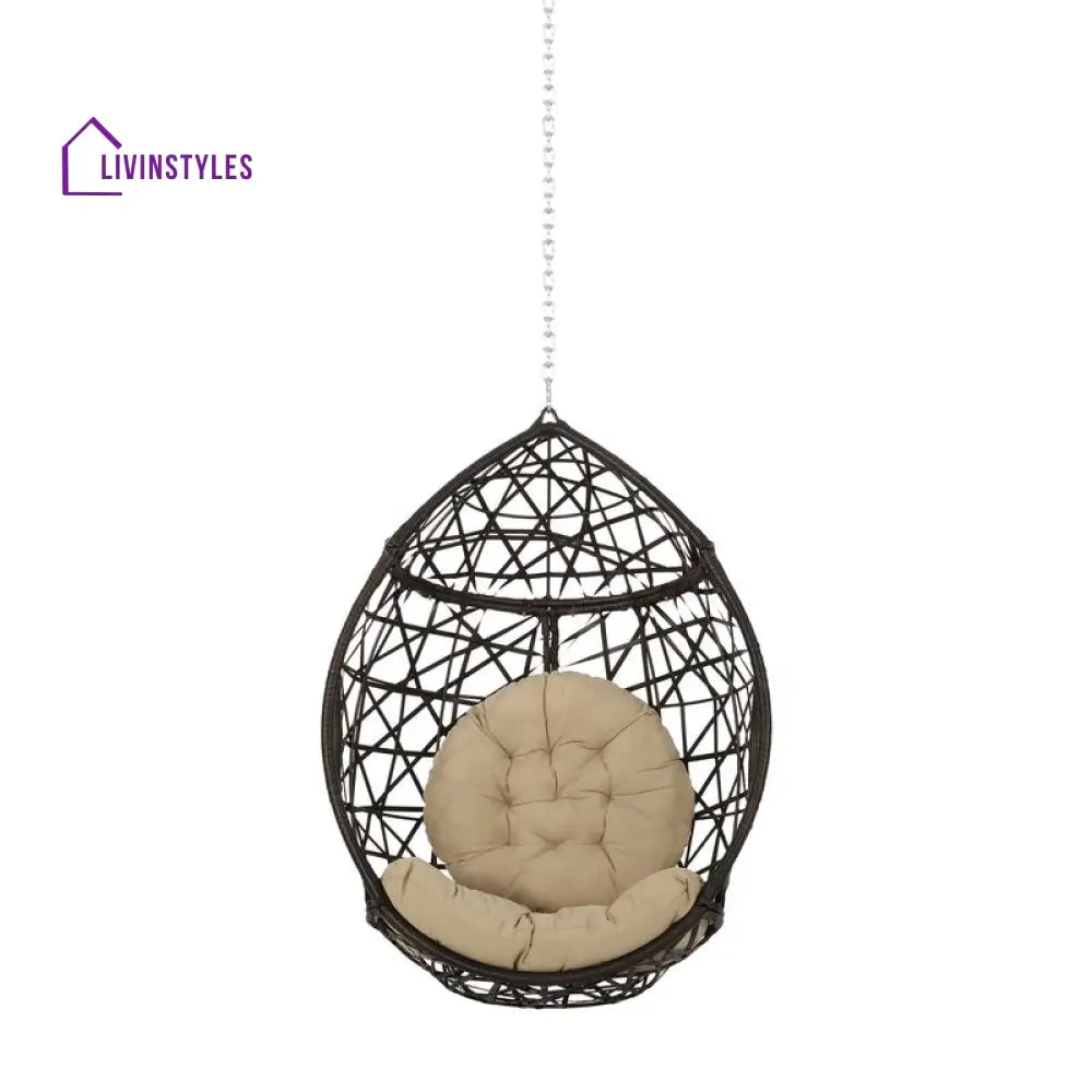 Bruno Single Seater Hanging Swing Without Stand For Balcony Garden Swing (Dark Brown) - Swings
